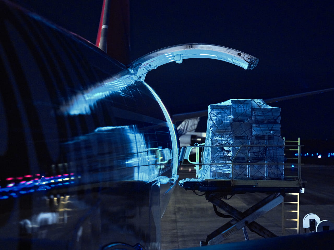 An aircraft being loaded